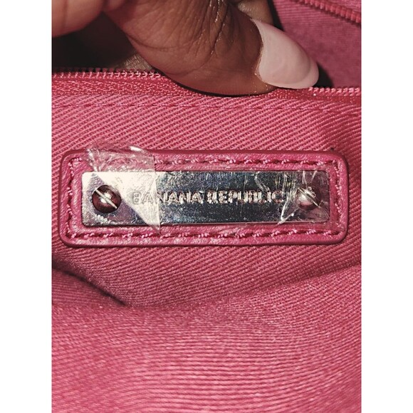 Banana Republic Hot Pink Pieced Leather Clutch Fold over Shoulder Bag A++ - Picture 5 of 8